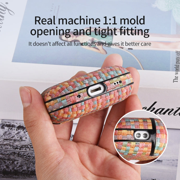 For AirPods Pro 2 PC Woven Leather Skin Earphone Case(Blue Red) - For AirPods Pro 2 by PMC Jewellery | Online Shopping South Africa | PMC Jewellery | Buy Now Pay Later Mobicred