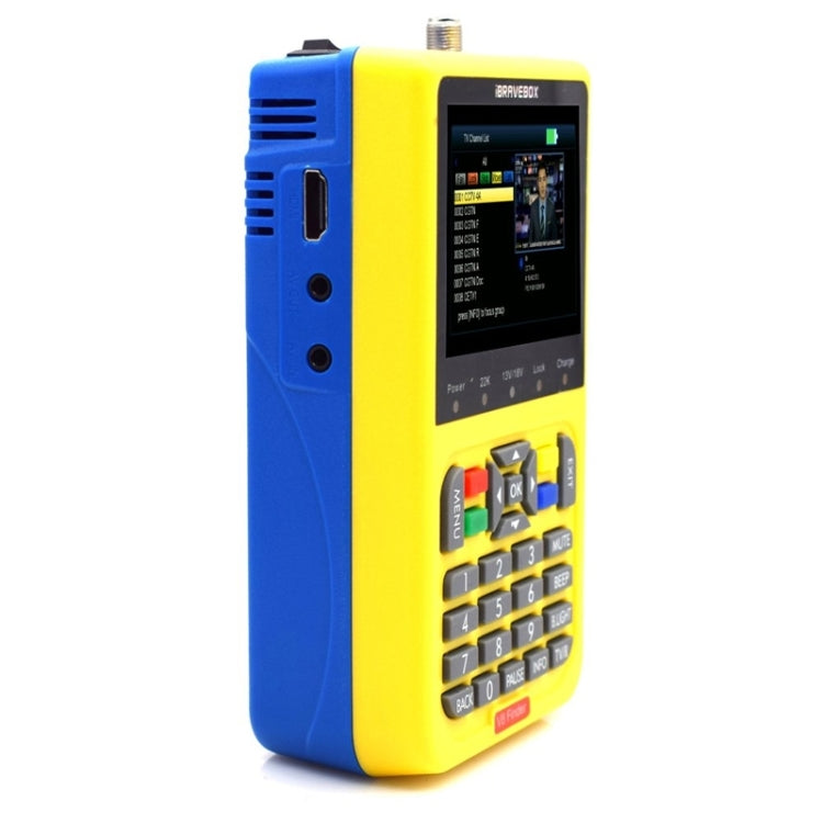 iBRAVEBOX V8 Finder 3.5 inch LCD Colour Screen Digital Satellite Signal Finder Meter, Support DVB Compliant & Live FTA, Plug Type:EU Plug(Yellow) - Satellite Finder by PMC Jewellery | Online Shopping South Africa | PMC Jewellery