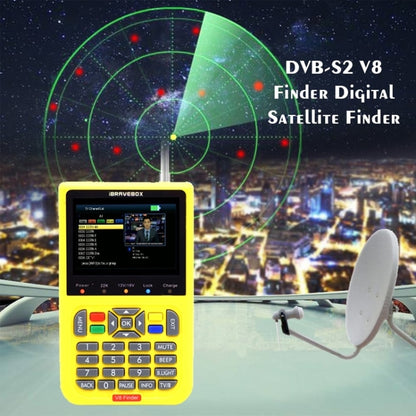 iBRAVEBOX V8 Finder 3.5 inch LCD Colour Screen Digital Satellite Signal Finder Meter, Support DVB Compliant & Live FTA, Plug Type:EU Plug(Yellow) - Satellite Finder by PMC Jewellery | Online Shopping South Africa | PMC Jewellery