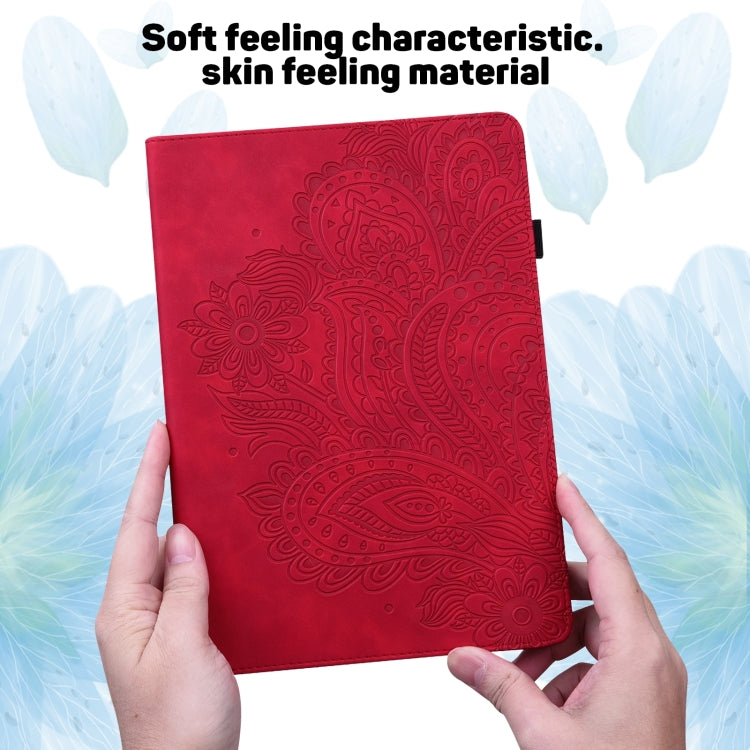 For Lenovo Tab M8 4th Gen TB-300FU Peacock Embossed Pattern Leather Tablet Case(Red) - Lenovo by PMC TechLife | Online Shopping South Africa | PMC TechLife | Buy Now Pay Later Mobicred