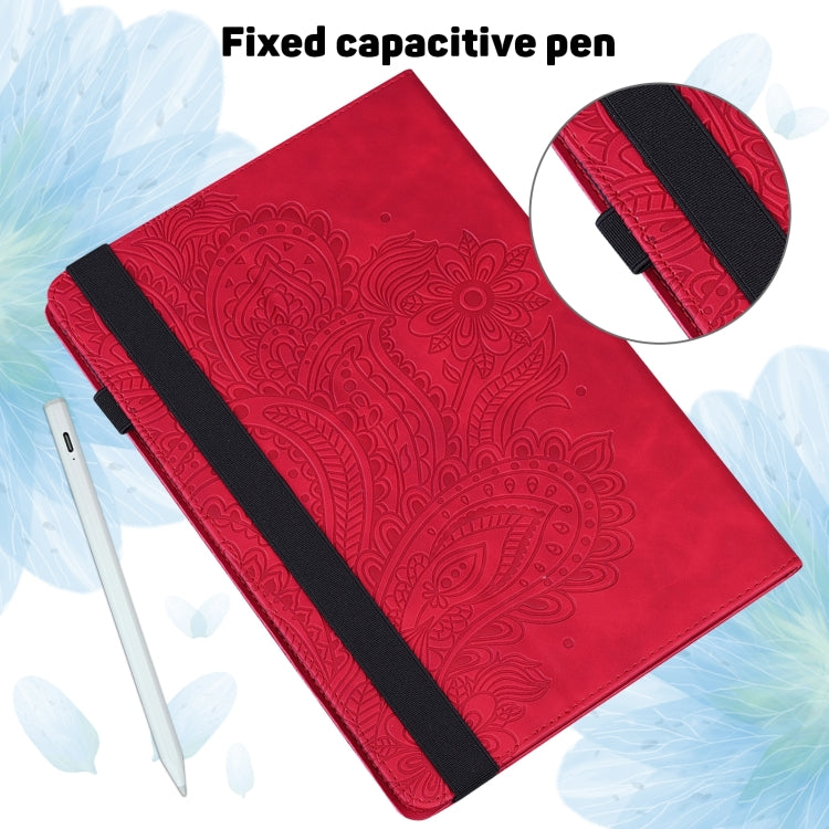 For Lenovo Tab M8 4th Gen TB-300FU Peacock Embossed Pattern Leather Tablet Case(Red) - Lenovo by PMC TechLife | Online Shopping South Africa | PMC TechLife | Buy Now Pay Later Mobicred
