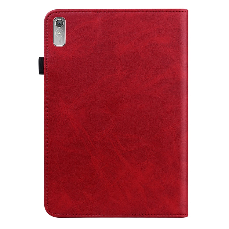 For Lenovo Tab P11 Gen 2 Embossed Striped Leather Tablet Case(Red) - Lenovo by PMC TechLife | Online Shopping South Africa | PMC TechLife | Buy Now Pay Later Mobicred