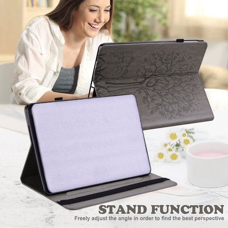 For Lenovo Tab P11 Gen 2 Tree & Deer Pattern Embossed Leather Tablet Case(Grey) - Lenovo by PMC TechLife | Online Shopping South Africa | PMC TechLife | Buy Now Pay Later Mobicred