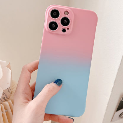 For iPhone 14 Plus Frameless Skin Feel Gradient Phone Case(Pink + Light Blue) - iPhone 14 Plus Cases by PMC Jewellery | Online Shopping South Africa | PMC Jewellery | Buy Now Pay Later Mobicred