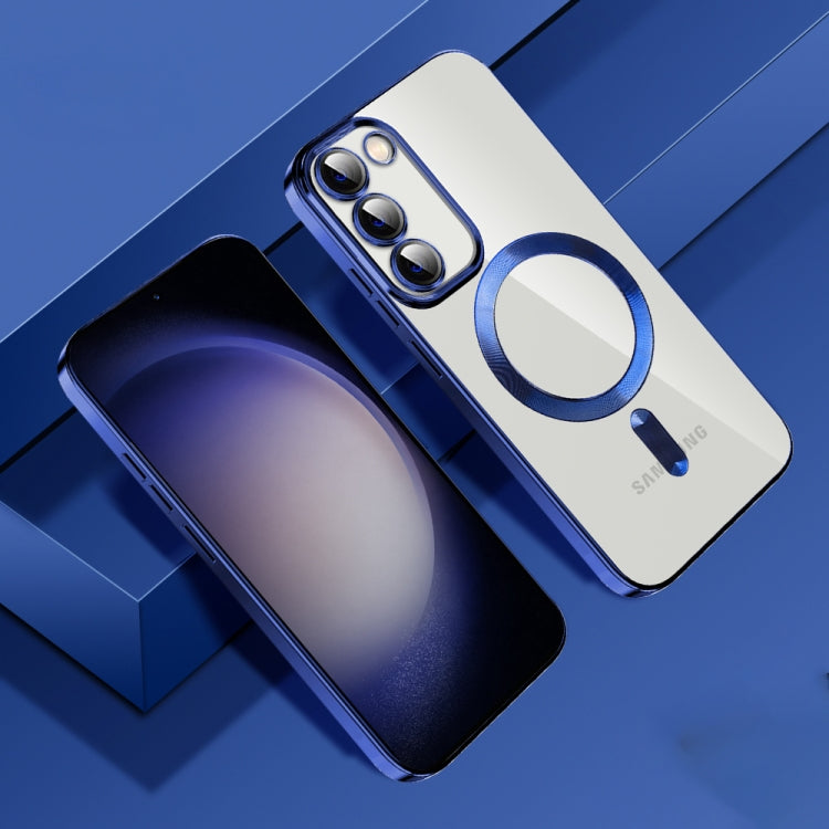 For Samsung Galaxy S23 5G CD Texture Plating TPU MagSafe Phone Case with Lens Film(Royal Blue) - Galaxy S23 5G Cases by PMC TechLife | Online Shopping South Africa | PMC TechLife