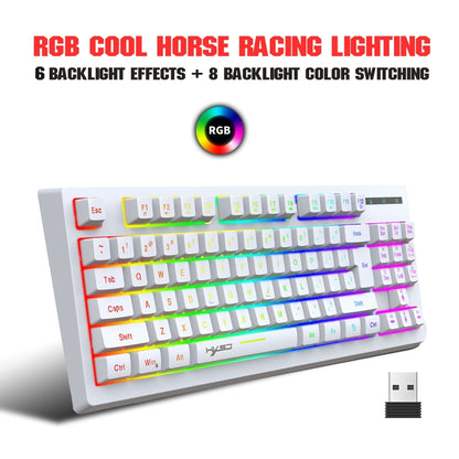 HXSJ L100 87 Keys RGB Backlit Film 2.4G Wireless Keyboard(White) - Wireless Keyboard by HXSJ | Online Shopping South Africa | PMC Jewellery | Buy Now Pay Later Mobicred