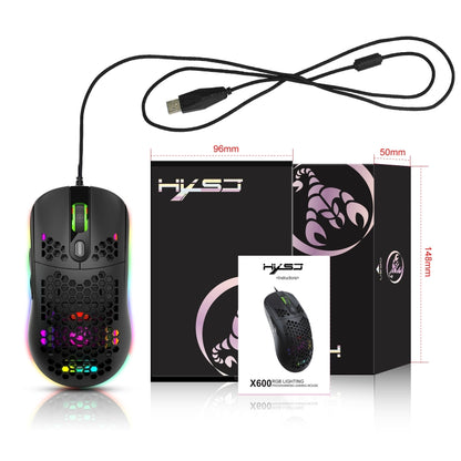 HXSJ X600 6 Keys RGB Luminous Macro Programming Wired Gaming Mouse(Black) - Wired Mice by HXSJ | Online Shopping South Africa | PMC Jewellery | Buy Now Pay Later Mobicred