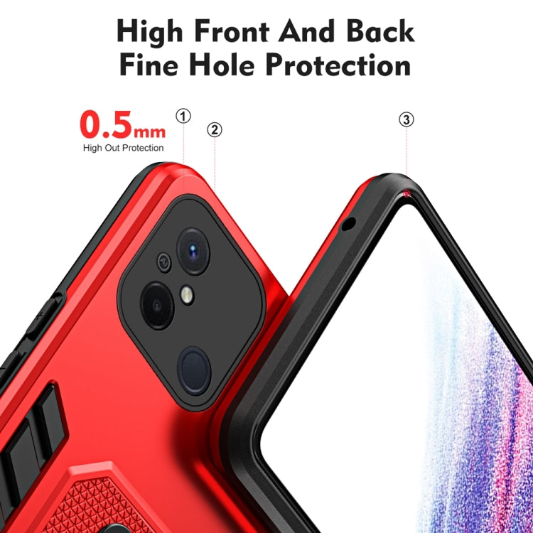 For Xiaomi Redmi 12C / Poco C55 Variety Brave Armor Finger Loop Holder Phone Case(Red) - Xiaomi Cases by PMC Jewellery | Online Shopping South Africa | PMC Jewellery