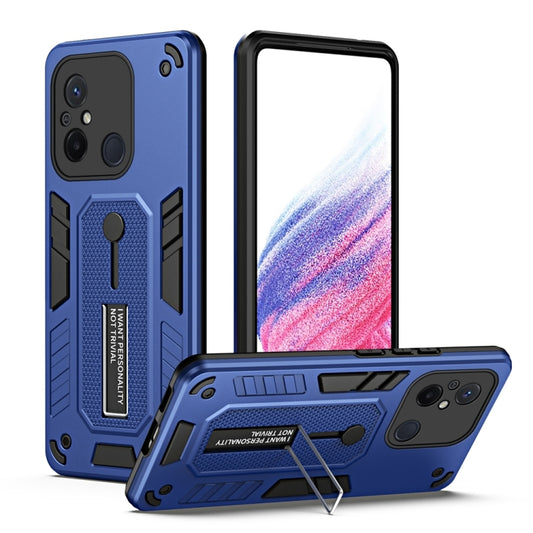 For Xiaomi Redmi 12C / Poco C55 Variety Brave Armor Finger Loop Holder Phone Case(Blue) - Xiaomi Cases by PMC Jewellery | Online Shopping South Africa | PMC Jewellery