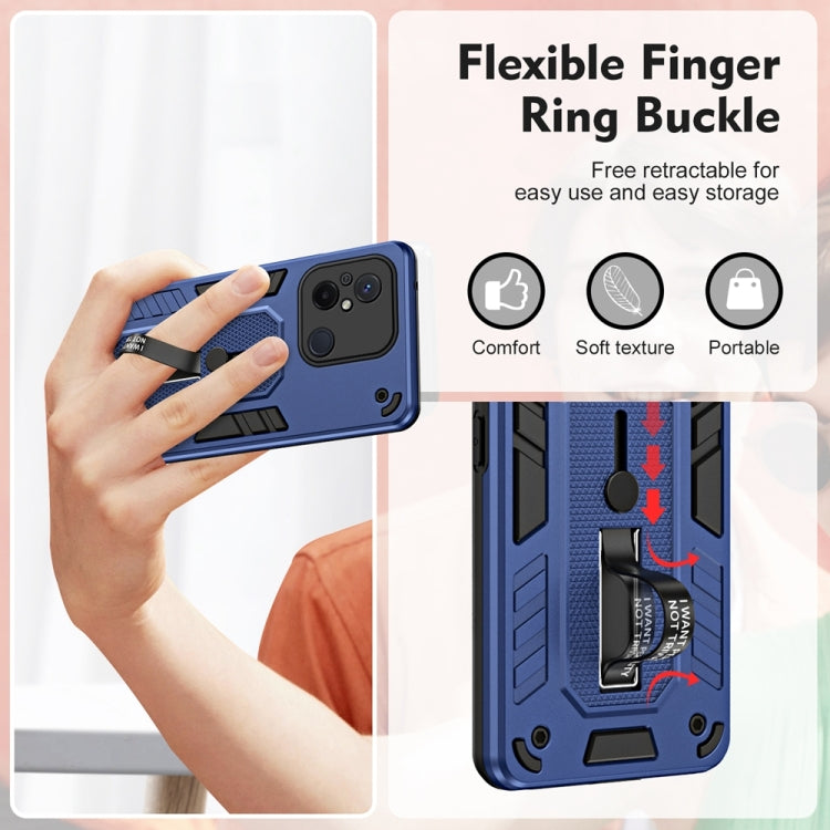 For Xiaomi Redmi 12C / Poco C55 Variety Brave Armor Finger Loop Holder Phone Case(Blue) - Xiaomi Cases by PMC Jewellery | Online Shopping South Africa | PMC Jewellery