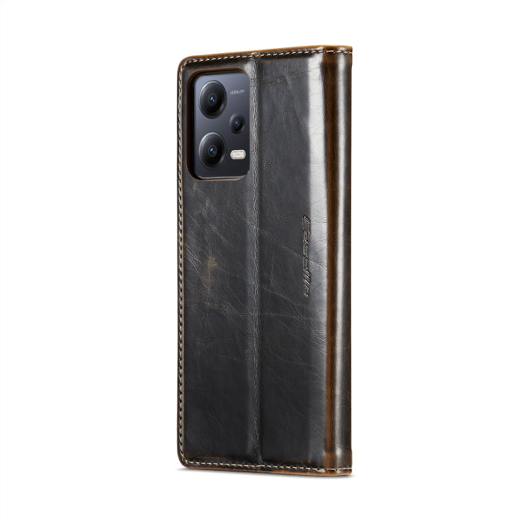 For Xiaomi Redmi Note 12 5G / Poco X5 CaseMe 003 Crazy Horse Texture Leather Phone Case(Coffee) - Xiaomi Cases by CaseMe | Online Shopping South Africa | PMC Jewellery | Buy Now Pay Later Mobicred