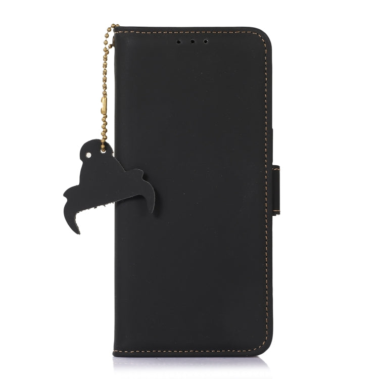 For Google Pixel 7a Genuine Leather Magnetic RFID Leather Phone Case(Black) - Google Cases by PMC TechLife | Online Shopping South Africa | PMC TechLife | Buy Now Pay Later Mobicred