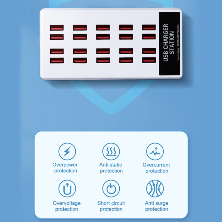 820 20-Ports Desktop USB Charger Station HUB(AU) - Multifunction Charger by PMC Jewellery | Online Shopping South Africa | PMC Jewellery | Buy Now Pay Later Mobicred