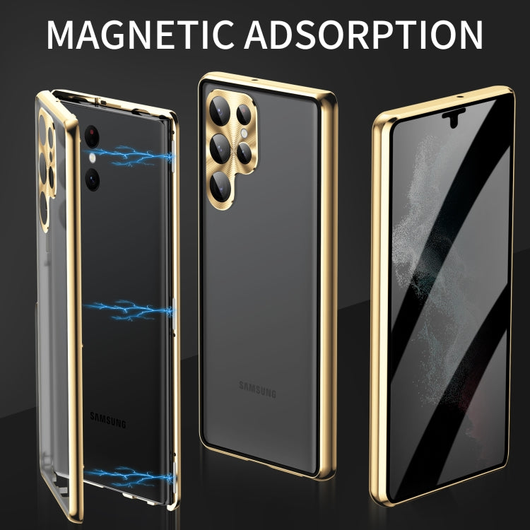 For Samsung Galaxy S23 5G Privacy Full Cover Magnetic Metal Tempered Glass Phone Case(Purple) - Galaxy S23 5G Cases by PMC TechLife | Online Shopping South Africa | PMC TechLife