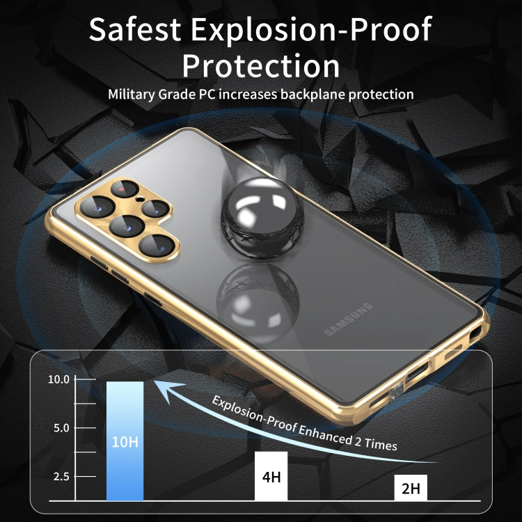 For Samsung Galaxy S23 5G Privacy Full Cover Magnetic Metal Tempered Glass Phone Case(Purple) - Galaxy S23 5G Cases by PMC TechLife | Online Shopping South Africa | PMC TechLife