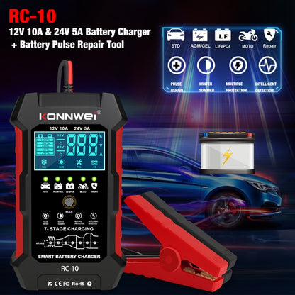 KONNWEI RC-10 2 inch Car Battery Charger Battery Pulse Repair Tool, Plug Type:EU Plug - Battery Charger by KONNWEI | Online Shopping South Africa | PMC Jewellery