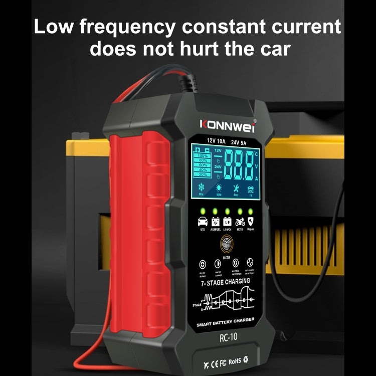 KONNWEI RC-10 2 inch Car Battery Charger Battery Pulse Repair Tool, Plug Type:EU Plug - Battery Charger by KONNWEI | Online Shopping South Africa | PMC Jewellery