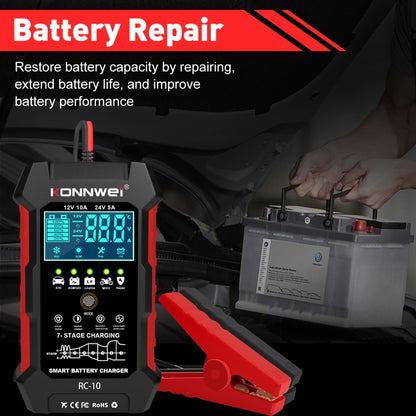 KONNWEI RC-10 2 inch Car Battery Charger Battery Pulse Repair Tool, Plug Type:EU Plug - Battery Charger by KONNWEI | Online Shopping South Africa | PMC Jewellery