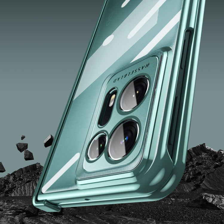 For OPPO Find N2 Integrated Electroplating Magnetic Transparent All-inclusive Phone Case with Hinge(Green) - OPPO Cases by PMC Jewellery | Online Shopping South Africa | PMC Jewellery