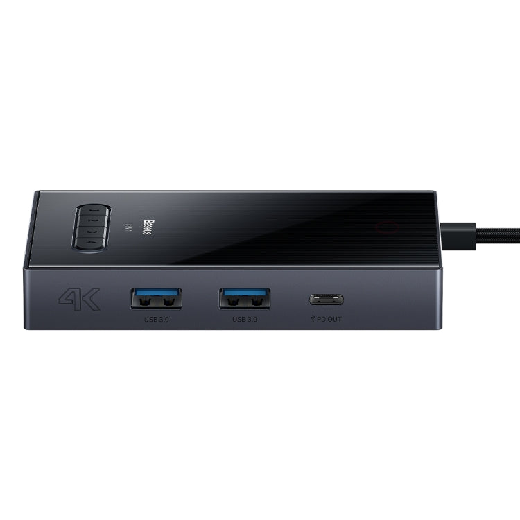 Baseus WKYY030413 8 in 1 USB-C / Type-C to HDMIx2+DP8K+VGA+USB3.0x2+USB-C / Type-C+PD HUB Adapter(Space Grey) - USB HUB by Baseus | Online Shopping South Africa | PMC Jewellery | Buy Now Pay Later Mobicred