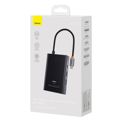 Baseus WKYY030413 8 in 1 USB-C / Type-C to HDMIx2+DP8K+VGA+USB3.0x2+USB-C / Type-C+PD HUB Adapter(Space Grey) - USB HUB by Baseus | Online Shopping South Africa | PMC Jewellery | Buy Now Pay Later Mobicred