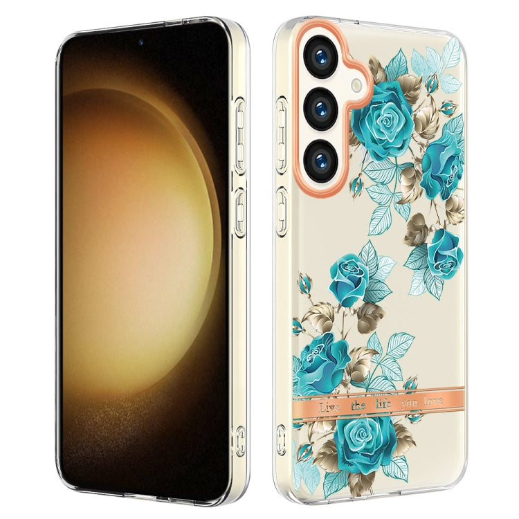 For Samsung Galaxy S24+ 5G Flowers and Plants Series IMD TPU Phone Case(Blue Rose) - Galaxy S24+ 5G Cases by PMC Jewellery | Online Shopping South Africa | PMC Jewellery