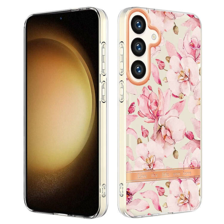 For Samsung Galaxy S24 5G Flowers and Plants Series IMD TPU Phone Case(Pink Gardenia) - Galaxy S24 5G Cases by PMC Jewellery | Online Shopping South Africa | PMC Jewellery