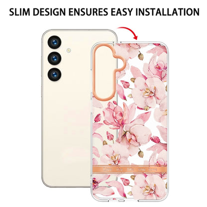 For Samsung Galaxy S24 5G Flowers and Plants Series IMD TPU Phone Case(Pink Gardenia) - Galaxy S24 5G Cases by PMC Jewellery | Online Shopping South Africa | PMC Jewellery