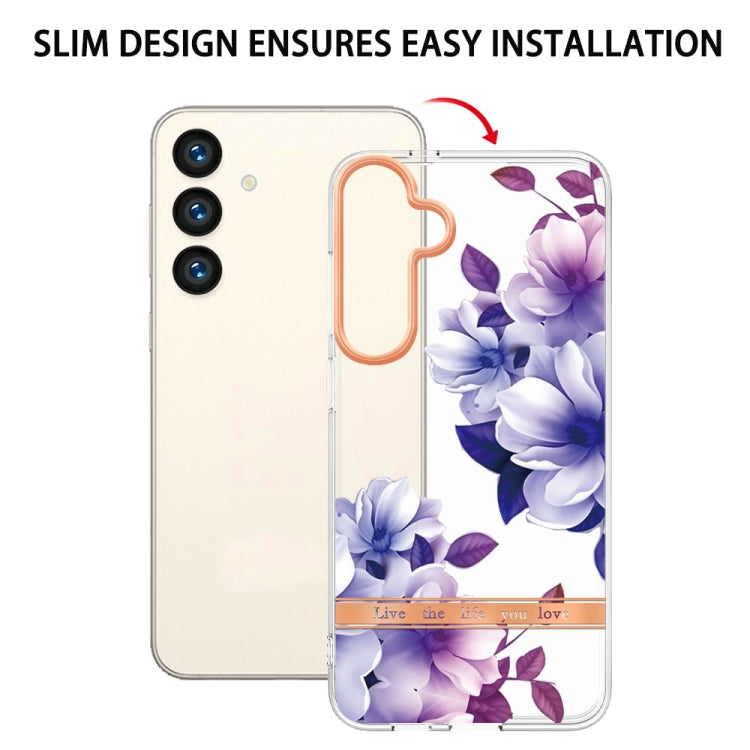 For Samsung Galaxy S24 5G Flowers and Plants Series IMD TPU Phone Case(Purple Begonia) - Galaxy S24 5G Cases by PMC Jewellery | Online Shopping South Africa | PMC Jewellery