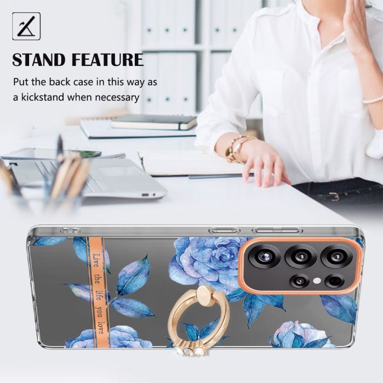 For Samsung Galaxy S25 Ultra 5G Flowers and Plants Series IMD TPU Phone Case with Ring Holder(Orchid Peony) - Galaxy S25 Ultra 5G Cases by PMC TechLife | Online Shopping South Africa | PMC TechLife | Buy Now Pay Later Mobicred
