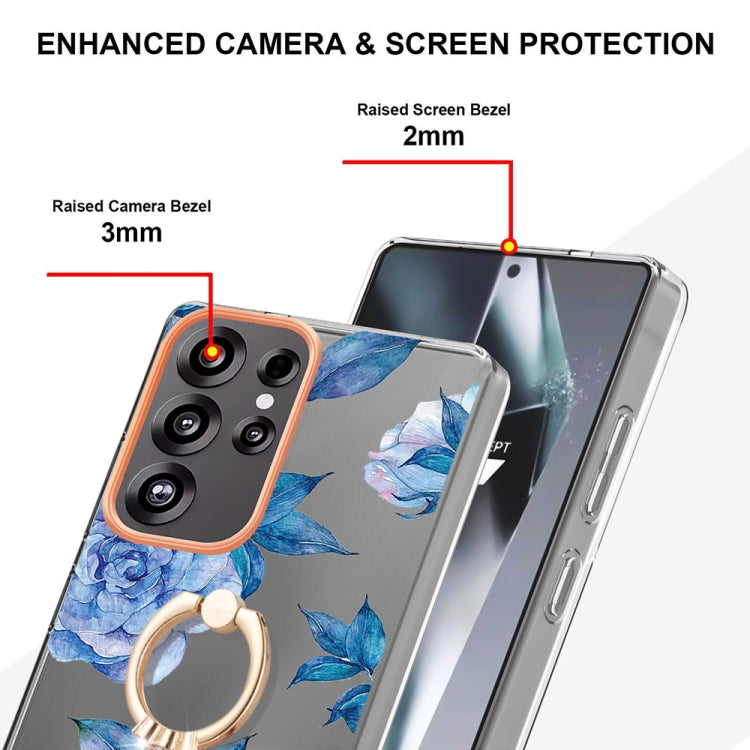 For Samsung Galaxy S25 Ultra 5G Flowers and Plants Series IMD TPU Phone Case with Ring Holder(Orchid Peony) - Galaxy S25 Ultra 5G Cases by PMC TechLife | Online Shopping South Africa | PMC TechLife | Buy Now Pay Later Mobicred