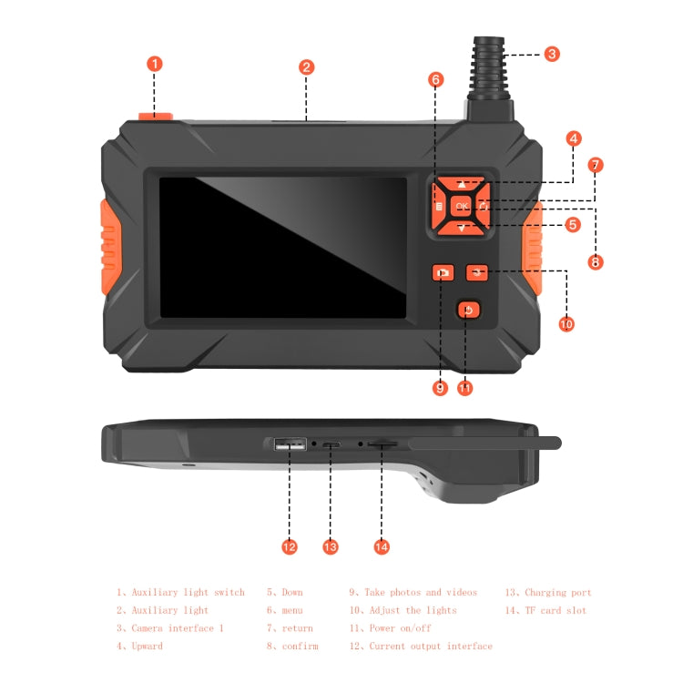 P130 8mm 4.3 inch Dual Camera with Screen Endoscope, Length:2m -  by PMC Jewellery | Online Shopping South Africa | PMC Jewellery | Buy Now Pay Later Mobicred