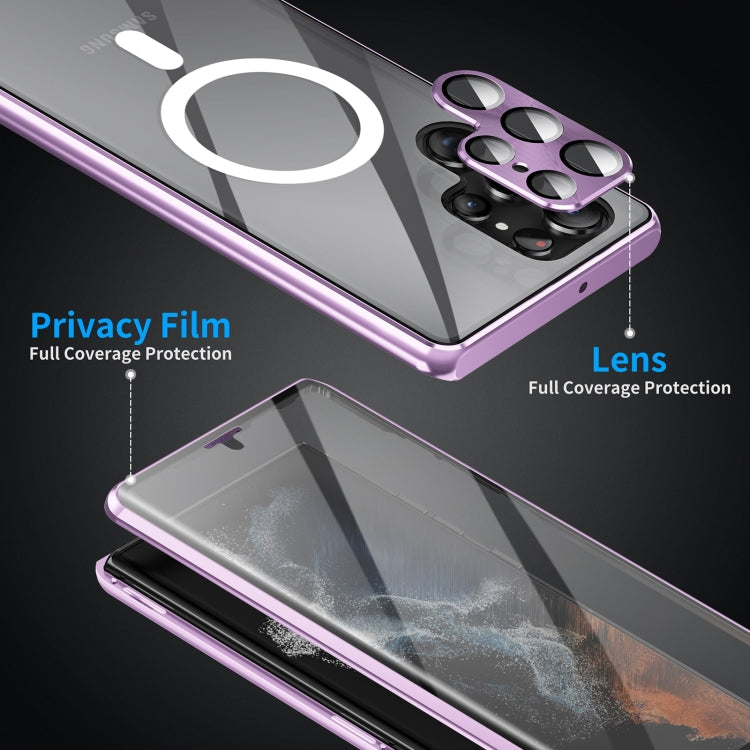 For Samsung Galaxy S22 5G HD Full Cover Magsafe Magnetic Metal Tempered Glass Phone Case(Silver) - Galaxy S22 5G Cases by PMC TechLife | Online Shopping South Africa | PMC TechLife