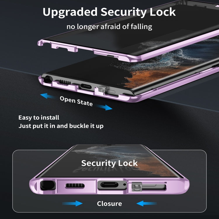For Samsung Galaxy S22 5G HD Full Cover Magsafe Magnetic Metal Tempered Glass Phone Case(Silver) - Galaxy S22 5G Cases by PMC TechLife | Online Shopping South Africa | PMC TechLife