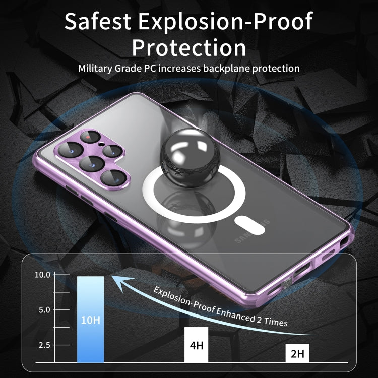 For Samsung Galaxy S22 5G HD Full Cover Magsafe Magnetic Metal Tempered Glass Phone Case(Silver) - Galaxy S22 5G Cases by PMC TechLife | Online Shopping South Africa | PMC TechLife