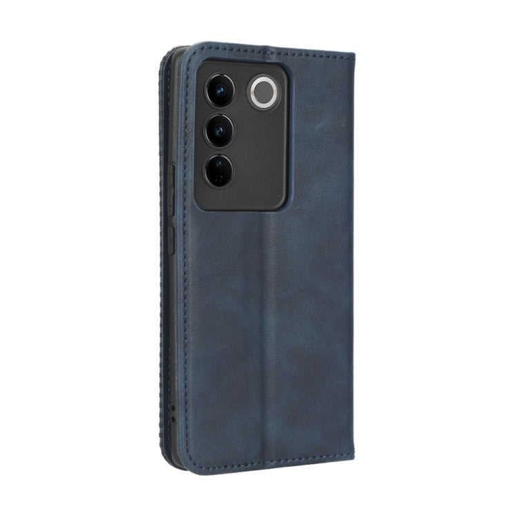 For vivo V27 / V27 Pro / S16 / S16 Pro Magnetic Buckle Retro Texture Leather Phone Case(Blue) - vivo Cases by PMC Jewellery | Online Shopping South Africa | PMC Jewellery