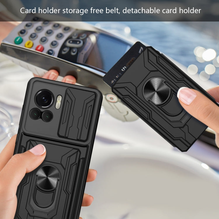 For Motorola Edge 30 Ultra 5G / Moto X30 Pro Sliding Camshield TPU+PC Phone Case with Card Slot(Red) - Motorola Cases by PMC TechLife | Online Shopping South Africa | PMC TechLife