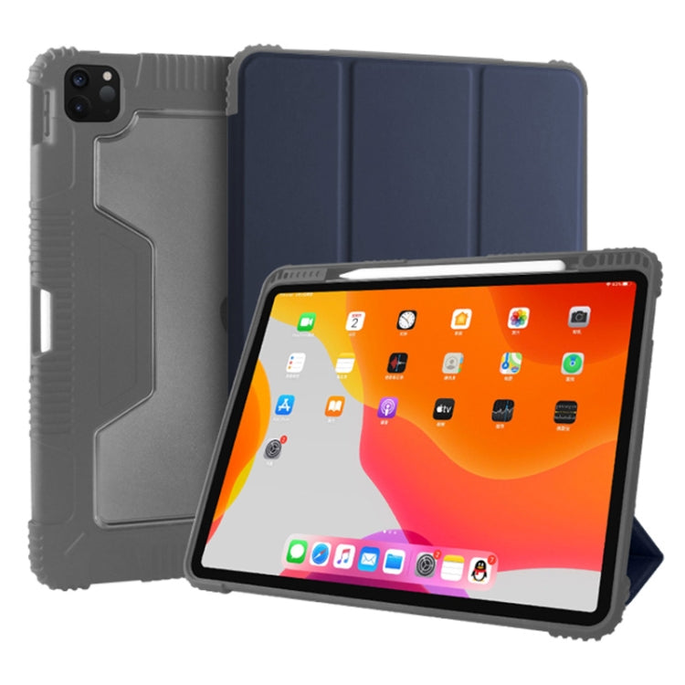 For iPad Pro 12.9 inch 2022 / 2021 / 2020 Mutural Horizontal Flip PC + TPU + PU Leather Tablet Case with Holder & Pen Slot(Dark Blue) - free shipping - PMC TechLife - Order now!