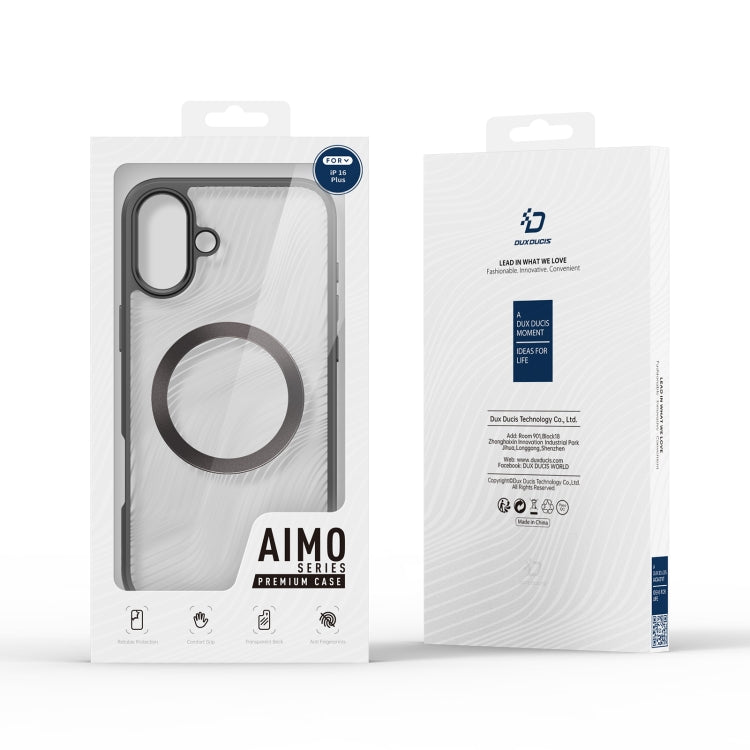 For iPhone 16 DUX DUCIS Aimo Mag Series TPU + PC MagSafe Frosted Feel Phone Case(Black) - iPhone 16 Cases by DUX DUCIS | Online Shopping South Africa | PMC Jewellery | Buy Now Pay Later Mobicred