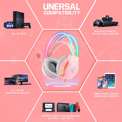 X26 USB+3.5mm RGB Wired Gaming Headset(Pink) - Multimedia Headset by PMC Jewellery | Online Shopping South Africa | PMC Jewellery | Buy Now Pay Later Mobicred