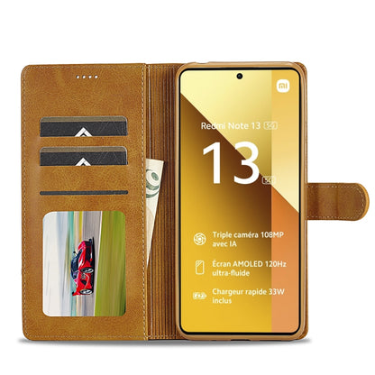 For Xiaomi Redmi Note 13 5G LC.IMEEKE Calf Texture Leather Phone Case(Brown) - Note 13 Cases by LC.IMEEKE | Online Shopping South Africa | PMC Jewellery | Buy Now Pay Later Mobicred