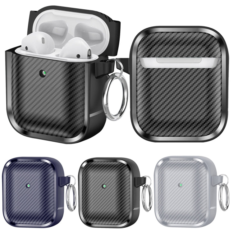 For AirPods 1 / 2 Photo Frame Carbon Fiber Series Earphone Case(Dark Grey) - For AirPods 1/2 by PMC Jewellery | Online Shopping South Africa | PMC Jewellery | Buy Now Pay Later Mobicred