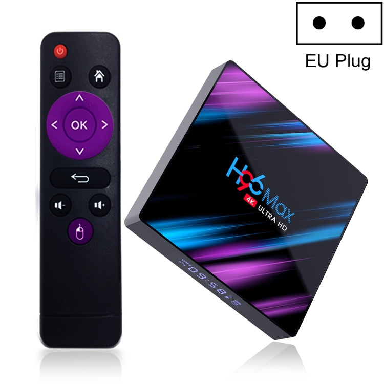 H96 Max-3318 4K Ultra HD Android TV Box with Remote Controller, Android 10.0, RK3318 Quad-Core 64bit Cortex-A53, 4GB+32GB, Support TF Card / USBx2 / AV / Ethernet, Plug Specification:EU Plug - RK3318 by PMC Jewellery | Online Shopping South Africa | PMC Jewellery | Buy Now Pay Later Mobicred