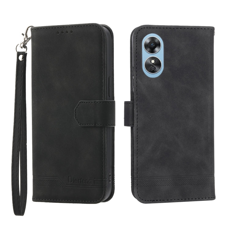 For OPPO Reno8 T 4G Global Dierfeng Dream Line TPU + PU Leather Phone Case(Black) - OPPO Cases by PMC Jewellery | Online Shopping South Africa | PMC Jewellery | Buy Now Pay Later Mobicred