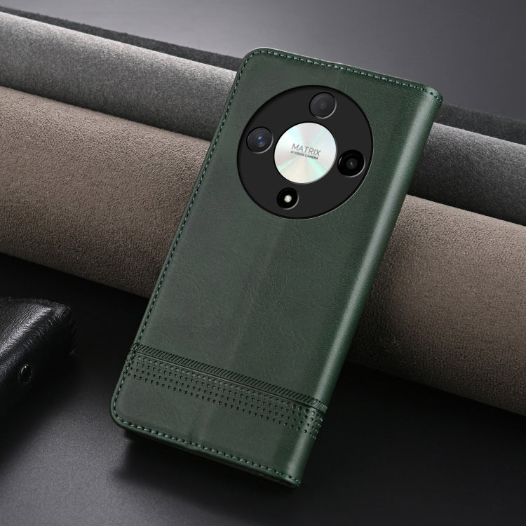 For Honor Magic6 Lite 5G/X9b AZNS Magnetic Calf Texture Flip Leather Phone Case(Dark Green) - Honor Cases by AZNS | Online Shopping South Africa | PMC Jewellery | Buy Now Pay Later Mobicred