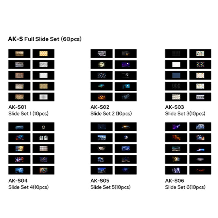 Godox AK-S02 10 in 1 Transparencies Collection Slide Set for Godox AK-R21 Projection Kit - free shipping - PMC TechLife - Order now!