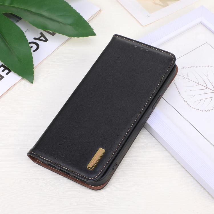 For Motorola Moto G15 4G / G05 KHAZNEH Nappa Top Layer Cowhide Leather Phone Case(Black) - Motorola Cases by PMC TechLife | Online Shopping South Africa | PMC TechLife | Buy Now Pay Later Mobicred