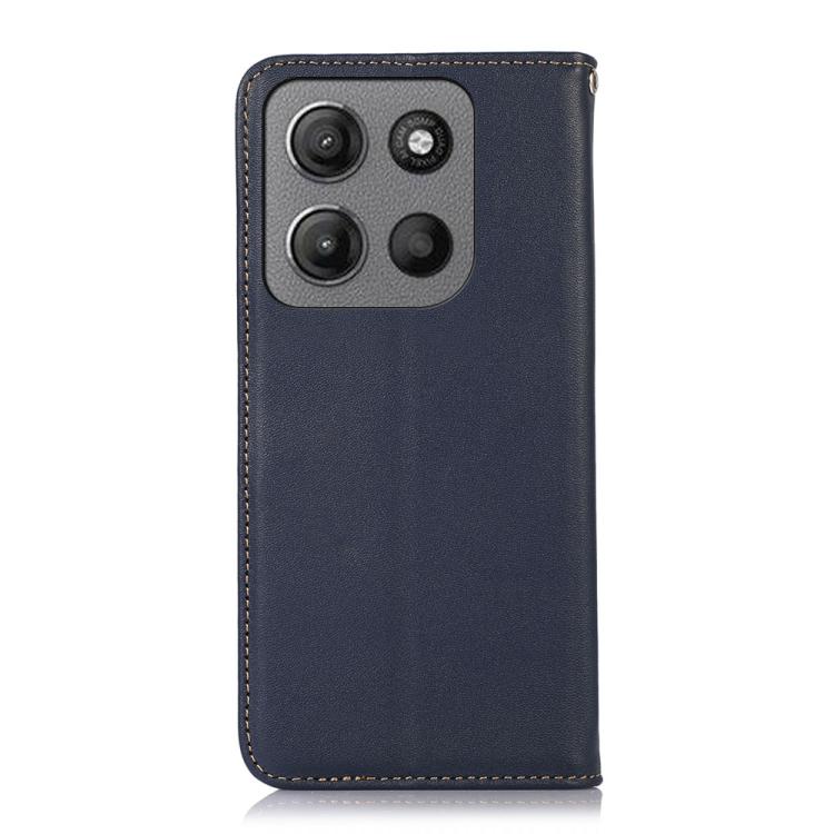 For Motorola Moto G15 4G / G05 KHAZNEH Nappa Top Layer Cowhide Leather Phone Case(Blue) - Motorola Cases by PMC TechLife | Online Shopping South Africa | PMC TechLife | Buy Now Pay Later Mobicred