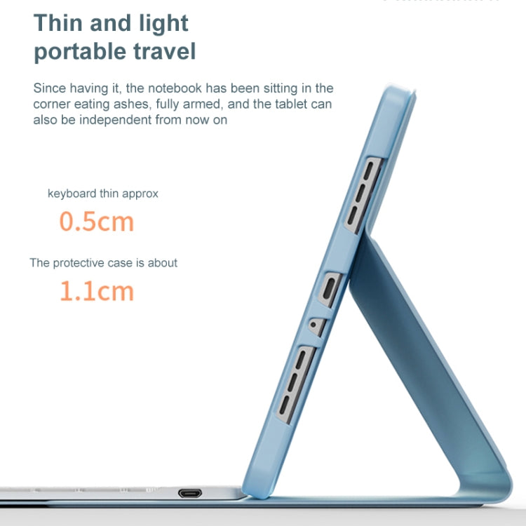 For Lenovo Tab M10 Plus 10.6 3rd Gen 2022 LX106 Square Keys Detachable Bluetooth Keyboard Leather Tablet Case(Blue) - Lenovo Keyboard by PMC TechLife | Online Shopping South Africa | PMC TechLife