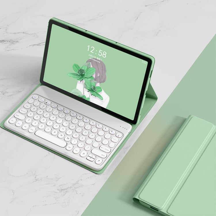 For Lenovo Tab M10 Plus 10.6 3rd Gen 2022 YM-LX106 Round Key Detachable Bluetooth Tablet Keyboard Leather Case without Mouse(Matcha Green) - Lenovo Keyboard by PMC TechLife | Online Shopping South Africa | PMC TechLife